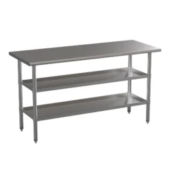Emma And Oliver NSF Certified Stainless Steel 18 Gauge Work Table With 2 Undershelves -Baxton Studio Shop GUEST 9d32af96 c2e1 4e06 be19 8dce0b2ac092