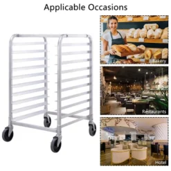 Costway 10 Sheet Aluminum Bakery Rack Silver Commercial Cookie Bun Pan Kitchen W/Wheel -Baxton Studio Shop GUEST 9d7c1098 ba01 4da5 9fc0 653f51aeeb17