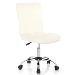 Costway Armless Faux Fur Leisure Office Chair Adjustable Swivel Task Chair -Baxton Studio Shop GUEST 9d9a7a16 741f 4563 8235 a71f8599a67b