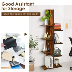 Tangkula Modern Multi-Layer Bookshelf Floor Standing Bookcase W/Anti-fall Device Storage Rack For Home Office Rustic -Baxton Studio Shop GUEST 9db257e2 1a9a 4108 8433 ca534afb9e78