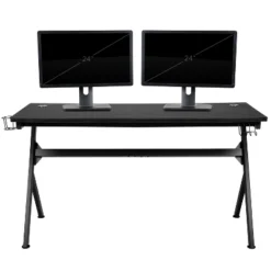 BlackArc Zulu Gaming Desk And Chair Set, Ergonomic Gaming Chair With USB Massage, Slide-Out Footrest, And Detachable Headrest Pillow -Baxton Studio Shop GUEST 9dd25227 96bd 495e b9fe 4602732813b8