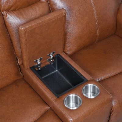 Natalia Power Loveseat Console Recliner Caramel Leather - Steve Silver Co. 12 Natalia Power Loveseat Console Recliner Caramel Leather - Steve Silver Co. - Image 12