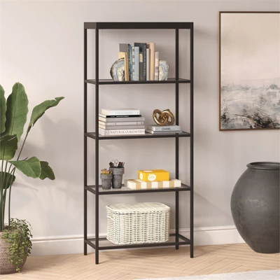 30" Wide Black Bronze Bookcase - Henn&Hart 7 30" Wide Black Bronze Bookcase - Henn&Hart - Image 7