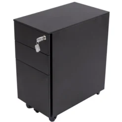 Stand Up Desk Store 3 Drawer Under Desk Lockable Rolling File Cabinet With Stable 5 Wheel Design -Baxton Studio Shop GUEST 9e9e4bc7 17d8 4650 ad5e bfe7af62f30e
