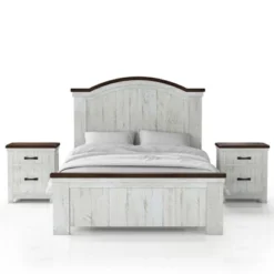 3pc Willow Rustic Bedroom Set With 2 Nightstands Distressed White/Walnut - HOMES: Inside + Out -Baxton Studio Shop GUEST 9f0f4443 b3a9 4d75 9ed5 43419b4e2371