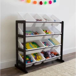 Ladder Toy Storage Organizer With 12 Storage Bins Espresso/White - Humble Crew 6 Ladder Toy Storage Organizer With 12 Storage Bins Espresso/White - Humble Crew -Baxton Studio Shop GUEST 9f52972c 245e 49fe b077 a7734d23cd61