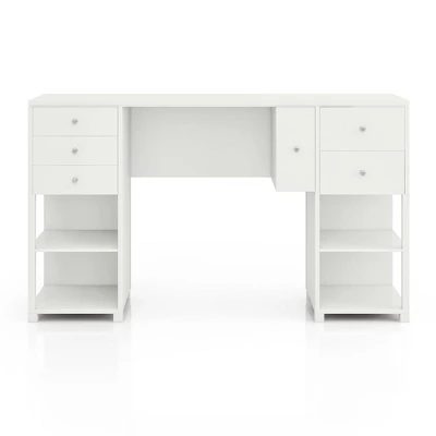 Linsell Glam 6 Drawer Vanity Table Luminous White - MiBasics 2 Linsell Glam 6 Drawer Vanity Table Luminous White - MiBasics - Image 2
