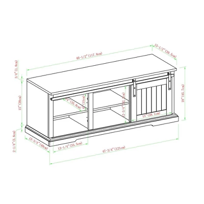48" Transitional Sliding Door Wood And Metal Bench - Saracina Home 2 48" Transitional Sliding Door Wood And Metal Bench - Saracina Home - Image 2