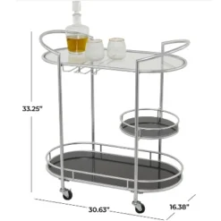 Contemporary Metal 3-Tier Oval Bar Cart Silver - Olivia & May 10 Contemporary Metal 3-Tier Oval Bar Cart Silver - Olivia & May -Baxton Studio Shop GUEST a09f1b9a 8846 4ba5 88d6 1379f9b3a482
