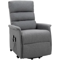 HOMCOM Power Lift Assist Recliner Chair For Elderly With Remote Control, Linen Fabric Upholstery Gray -Baxton Studio Shop GUEST a14ad55d 9a59 4529 ba03 8d15273c4aaa