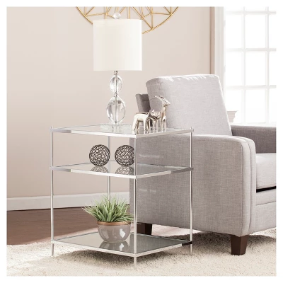 Benton Glam Mirrored Side Table - Chrome - Aiden Lane 1 Benton Glam Mirrored Side Table - Chrome - Aiden Lane