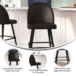 Merrick Lane Set Of 2 Modern Armless Barstools With Contoured Backs, Steel Frames, And Integrated Footrests -Baxton Studio Shop GUEST a1d9378f 81cd 4e3f 868c d6a48a0cec75