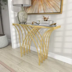 Metal And Mirror Art Deco Console Table Gold - Olivia & May -Baxton Studio Shop GUEST a1fa611c d5fe 41ec 8756 7f4666eaad3e