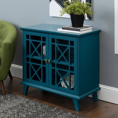 Versatile Fretwork Accent Storage Cabinet Blue - Saracina Home 1 Versatile Fretwork Accent Storage Cabinet Blue - Saracina Home