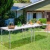 Costway 2PCS Folding Tables 8FT Height Adjustable Aluminum Picnic Table W/ Carrying Handle
