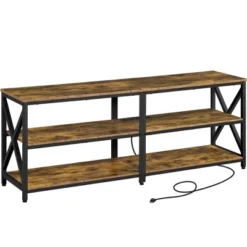 Yaheetech Vintage 3-layer TV Stand TV Console With Power Outlet -Baxton Studio Shop GUEST a2d32c25 d7b8 4a4b 8f09 04cdf44d4dd6