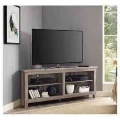 Transitional 4 Cubby Wood Open Storage Corner TV Stand For TVs Up To 65" - Saracina Home -Baxton Studio Shop GUEST a33914ea 8d3b 42b2 8556 fd626c352f65