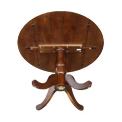 29.5" Lyla Round Dual Drop Leaf Pedestal Extendable Dining Table Espresso Brown - International Concepts -Baxton Studio Shop GUEST a37906a3 08e6 4f3d b189 0d702fcb8308