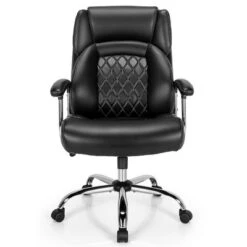 Costway 500LBS Adjustable Office Chair Adjustable Leather Task Chair Black -Baxton Studio Shop GUEST a3aa7b24 d634 4572 8705 2db059221af4