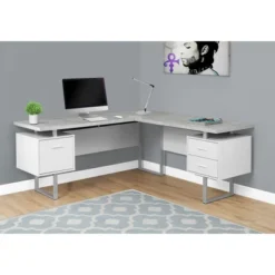 70" Computer Desk Look Left Or Right Face Light Gray - EveryRoom