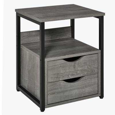 HOMCOM Industrial Side Table, End Table With 2 Storage Drawers Accent Piece 5 HOMCOM Industrial Side Table, End Table With 2 Storage Drawers Accent Piece - Image 5