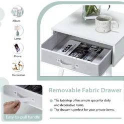 Costway Mid-Century Nightstand End Accent Bedside Table W/ Fabric Drawer Rustic White 14 Costway Mid-Century Nightstand End Accent Bedside Table W/ Fabric Drawer Rustic White -Baxton Studio Shop GUEST a4a1ccc8 be42 431e b2d9 b022209ac20e