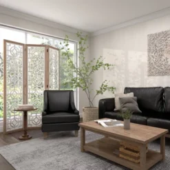 Farmhouse Wood Patterned Room Divider Screen White - Olivia & May -Baxton Studio Shop GUEST a4d02a82 01eb 425d 8aac 010fcb1b8bef