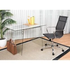 Glacier Contemporary Desk Clear Glass/Chrome - LumiSource