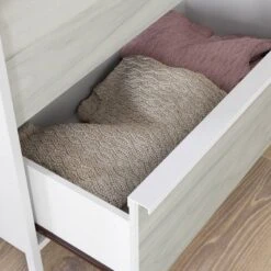 Boulevard Café 3 Drawer Chest Mixed Material White/Haze Acacia - Sauder -Baxton Studio Shop GUEST a4f114a5 d0f3 498f ae1e bead412d73be