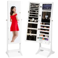 Best Choice Products 6-Tier Standing Mirror Lockable Storage Organizer Cabinet Armoire W/ LED Lights -Baxton Studio Shop GUEST a53662f6 4fa4 45c3 8f56 c19a4ce03288