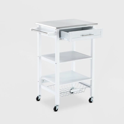 Hennington Kitchen Cart With Stainless Steel Top White - Boraam 6 Hennington Kitchen Cart With Stainless Steel Top White - Boraam - Image 6
