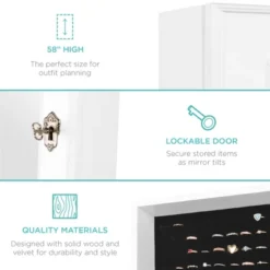 Best Choice Products 6-Tier Standing Mirror Lockable Storage Organizer Cabinet Armoire W/ Velvet Interior -Baxton Studio Shop GUEST a56a10e8 1d24 4e4c 8c56 5cfb1232f4e4