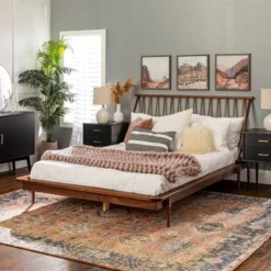 Boho Solid Wood Spindle Platform Bed - Saracina Home -Baxton Studio Shop GUEST a59e04b0 9472 44a4 aa47 43be053d19eb