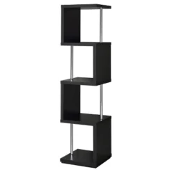 Baxter 4 Shelf Zig Zag Bookcase With Chrome Details - Coaster -Baxton Studio Shop GUEST a5e95715 637a 4482 8d47 00696b8fc6a9