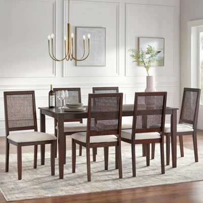 7pc Westmont Rectangular Dining Set Rustic Brown - Lifestorey 1 7pc Westmont Rectangular Dining Set Rustic Brown - Lifestorey