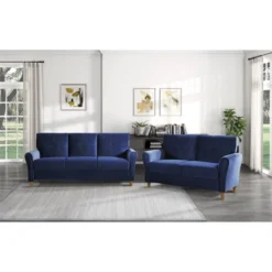 Dunleith Modern Contemporary Velvet Tufted Loveseat In Blue And Walnut - Lexicon 9 Dunleith Modern Contemporary Velvet Tufted Loveseat In Blue And Walnut - Lexicon -Baxton Studio Shop GUEST a6536f29 9d72 4914 b046 c4bdabedf6a5