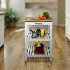 Sunrise Kitchen Island With Harvest Hardwood Top White/Natural - Flora Home 7 Sunrise Kitchen Island With Harvest Hardwood Top White/Natural - Flora Home -Baxton Studio Shop GUEST a7211407 1c3f 406e 8fba 2d8d72e6fced
