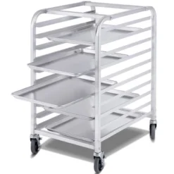 Costway 10 Sheet Aluminum Bakery Rack Silver Commercial Cookie Bun Pan Kitchen W/Wheel -Baxton Studio Shop GUEST a72eb27b ce3f 448f b1cc dbe659966311