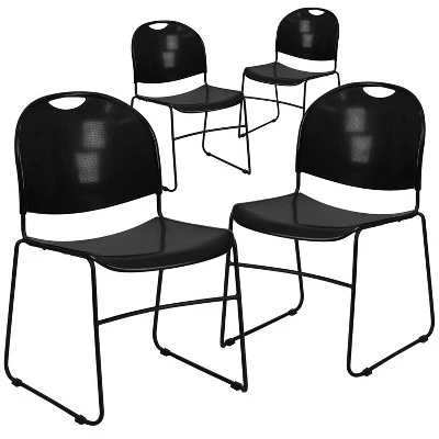 Flash Furniture 4 Pack HERCULES Series 880 Lb. Capacity Ultra-Compact Stack Chair With Metal Frame 4 Flash Furniture 4 Pack HERCULES Series 880 Lb. Capacity Ultra-Compact Stack Chair With Metal Frame - Image 4