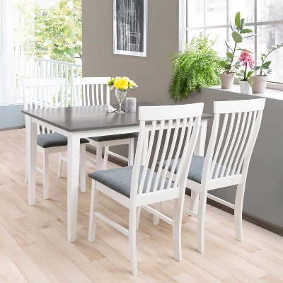 5pc Michigan Two Tone Wood Dining Set Gray/White - CorLiving 2 5pc Michigan Two Tone Wood Dining Set Gray/White - CorLiving - Image 2