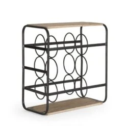 Rauser Modern Industrial 6 Bottle Tabletop Wine Rack Natural/Black - Christopher Knight Home -Baxton Studio Shop GUEST a8001209 6463 4d91 b119 dea10f9ce052