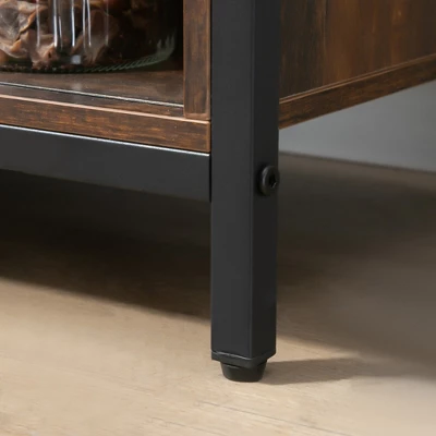 HOMCOM Industrial Sideboard, Buffet Cabinet With Sliding Barn Doors, Storage Cabinets And Adjustable Shelves For Living Room, Home Bar, Rustic Brown 5 HOMCOM Industrial Sideboard, Buffet Cabinet With Sliding Barn Doors, Storage Cabinets And Adjustable Shelves For Living Room, Home Bar, Rustic Brown - Image 5