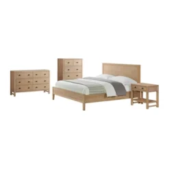 4pc Arden Wood Bedroom Set With 2 Drawer Nightstand With Open Shelf Light Driftwood - Alaterre Furniture -Baxton Studio Shop GUEST a8ad76f1 c0ea 4e6b be33 d1f75f995487