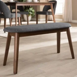 Baxton Studio Easton Mid Century Modern Walnut Finished Wood Fabric Upholstered Bench -Baxton Studio Shop GUEST a904963a e929 44c7 875a 50c30cb0c8e0