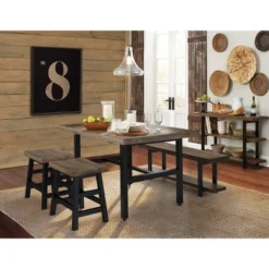Pomona Metal And Reclaimed Wood Dining Table Brown - Alaterre Furniture -Baxton Studio Shop GUEST a9309afe e387 497d a111 f7aeee568182