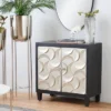 Modern Crescent Moon Pattern Wood Rectangle Cabinet Black - Olivia & May