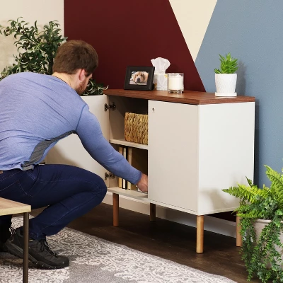 Sunnydaze Decor Sunnydaze Indoor Mid-Century Modern 2-Door Accent Buffet Cabinet With Shelves 11 Sunnydaze Decor Sunnydaze Indoor Mid-Century Modern 2-Door Accent Buffet Cabinet With Shelves - Image 11