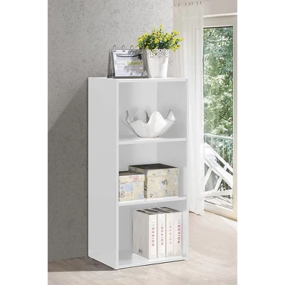 Hodedah HID23 High Quality 3 Shelf Home, Office, And School Organization Storage 35.70 Inch Tall Slim Bookcase Cabinets To Display Decor, White 3 Hodedah HID23 High Quality 3 Shelf Home, Office, And School Organization Storage 35.70 Inch Tall Slim Bookcase Cabinets To Display Decor, White - Image 3