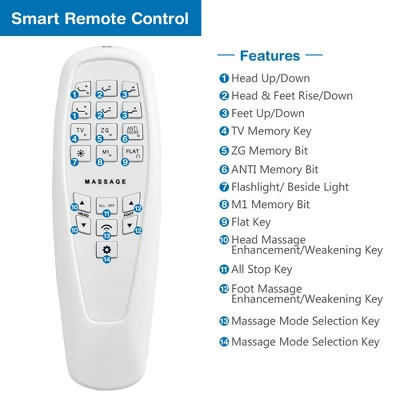 Costway Queen Size Adjustable Bed Base Electric Bed Frame W/ Massage Modes 4 Costway Queen Size Adjustable Bed Base Electric Bed Frame W/ Massage Modes - Image 4