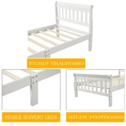 Twin Size Wood Platform Bed With Headboard, Footboard And Wooden Slat Support-ModernLuxe -Baxton Studio Shop GUEST ab3dd31a 00a3 4507 a33e aded0d04055f